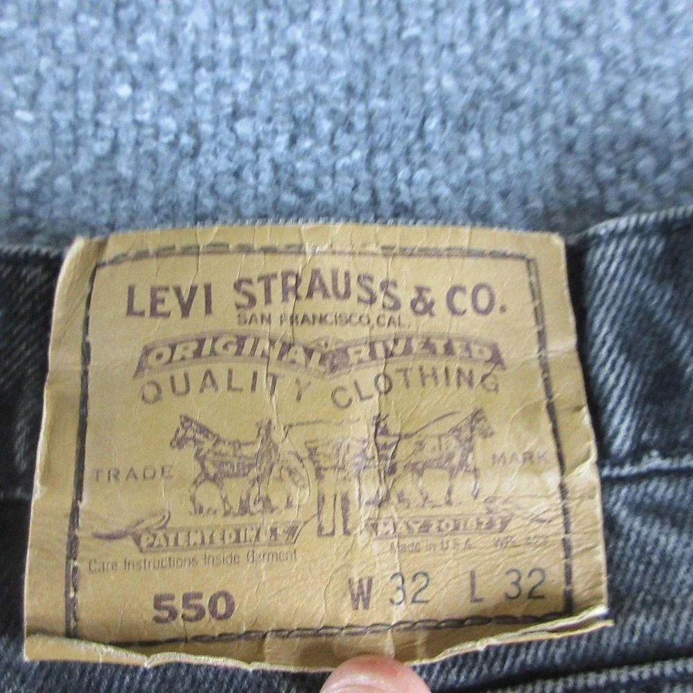 VINTAGE Levis 550 Jeans Mens 30x32 Gray Orange Tab Denim Distressed Straight 80s